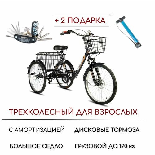 Купить Трехколесный велосипед для взрослых РВЗ "Чемпион", 24", 2023 г. в, черный
Взросл...