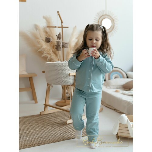 Купить Пижама BabyBoomsiki, размер 110, зеленый, голубой
Детская пижама с манжетами от...