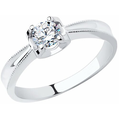Купить Кольцо помолвочное Diamant online, белое золото, 585 проба, фианит, размер 18.5...