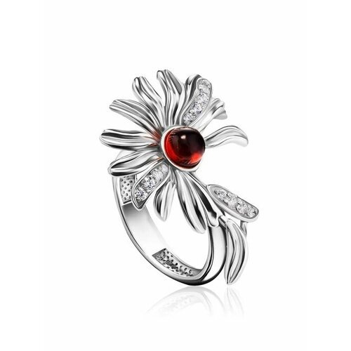 Купить Кольцо, янтарь, безразмерное, бордовый, серебряный
Эффектное кольцо, украшенное...