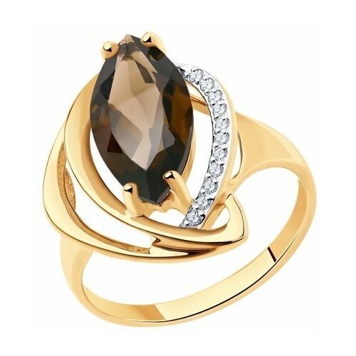 Купить Кольцо Diamant online, золото, 585 проба, раухтопаз, фианит, размер 19.5
<p>В на...
