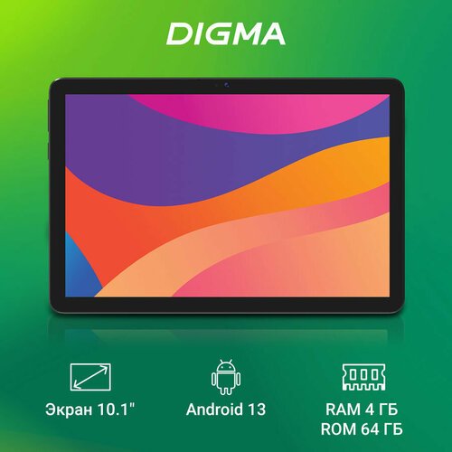Купить Планшет Digma Optima 1413D 4G 10.1", 4GB, 64GB, 3G, LTE, Android 13 черный [ts12...