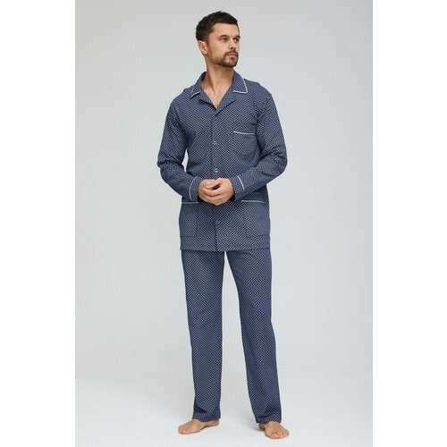 Купить Пижама Lika Dress, размер 58, синий
Мужская трикотажная пижама с жакетом на пуго...