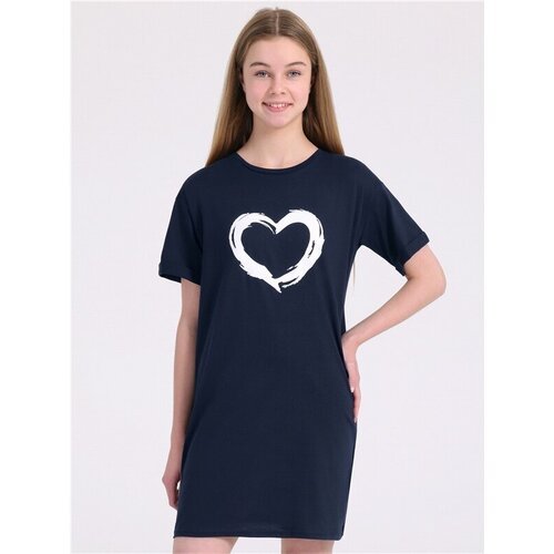 Купить Платье Апрель, размер 76-146, синий
Платье-футболка для девочки с принтом из нат...