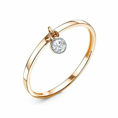 Купить Кольцо Diamant online, красное золото, 585 проба, фианит, размер 15.5, бесцветны...