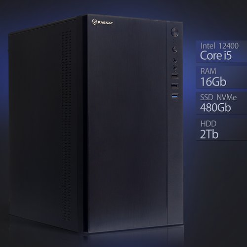 Купить Компьютер Raskat Standart 500 (Intel Core i5 12400, RAM 16Gb, SSD NVMe 480Gb, HD...