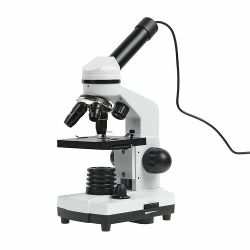 Купить Биологический школьный учебный оптический микроскоп 40х-1600х с видеоокуляром (ц...