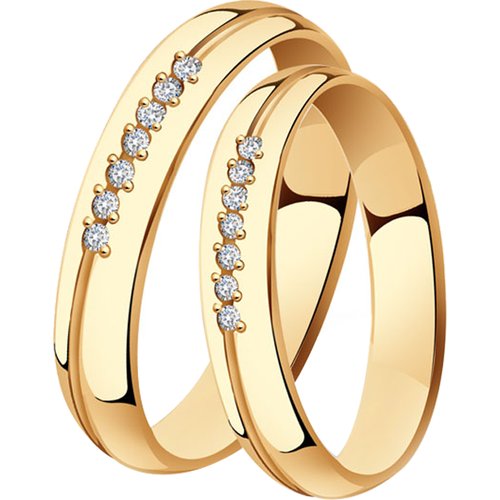 Купить Кольцо обручальное Diamant online, золото, 585 проба, фианит, размер 15
<p>В наш...