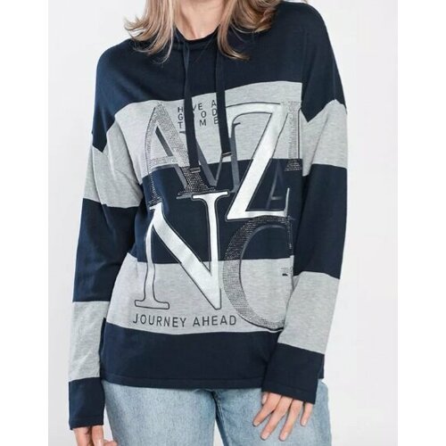 Купить Пуловер Via Appia Due, размер 44, серый, синий
Пуловер прямого силуэта в полоску...