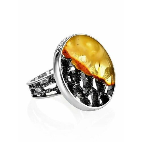 Купить Кольцо, янтарь, безразмерное, мультиколор
Круглое кольцо со вставкой из уникальн...