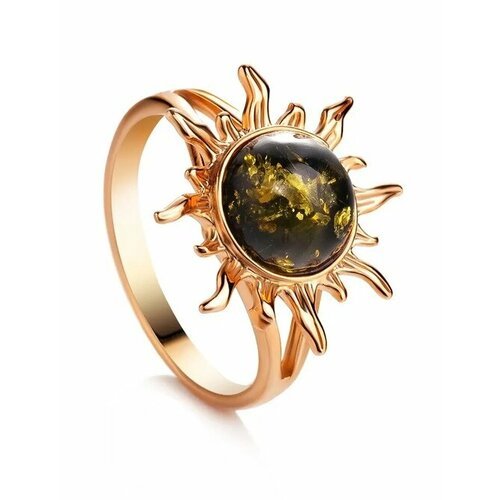 Купить Кольцо, янтарь, безразмерное, зеленый, золотой
Красивое кольцо «Гелиос» из и нат...