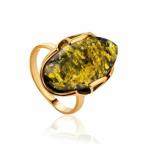 Купить Кольцо, янтарь, безразмерное, зеленый, золотой
Эффектное крупное кольцо из с пой...