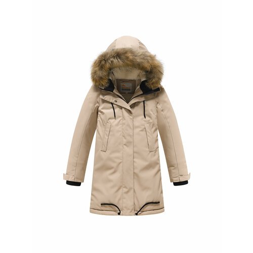 Купить Парка, размер 146, бежевый
Зимняя куртка парка для девочек Valianly имеет стильн...