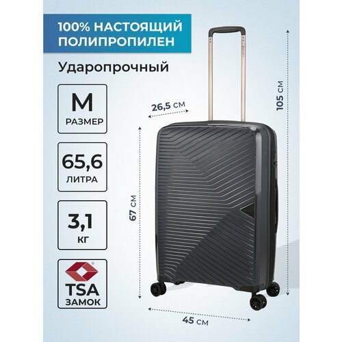 Купить Чемодан BAUDET, 65.6 л, размер M, черный, серый
Стильный и надежный чемодан M Ba...