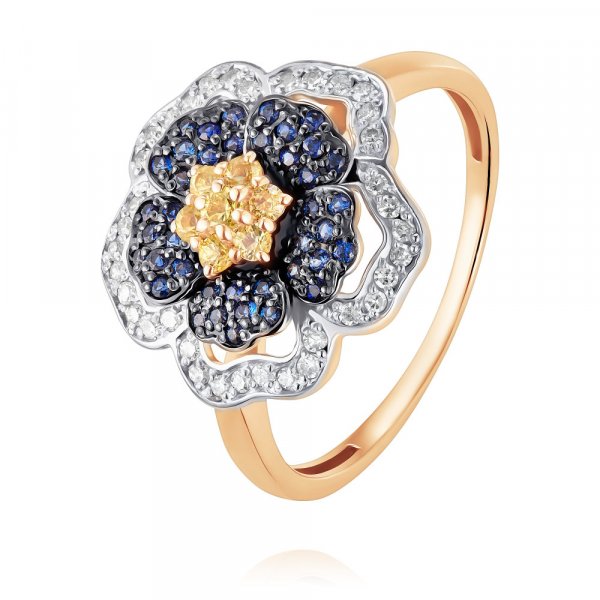 Купить Кольцо
Кольцо в форме «Цветок» из красного золота 585 пробы с сапфирами и брилли...