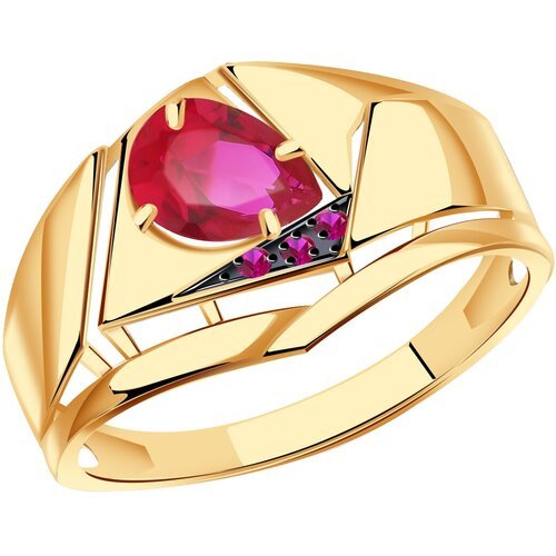 Купить Кольцо Diamant online, золото, 585 проба, фианит, корунд, размер 18.5, красный
З...