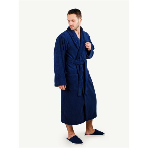 Купить Халат РОСХАЛАТ, размер 54-56, синий
Уютный мужской махровый халат с поясом и кар...