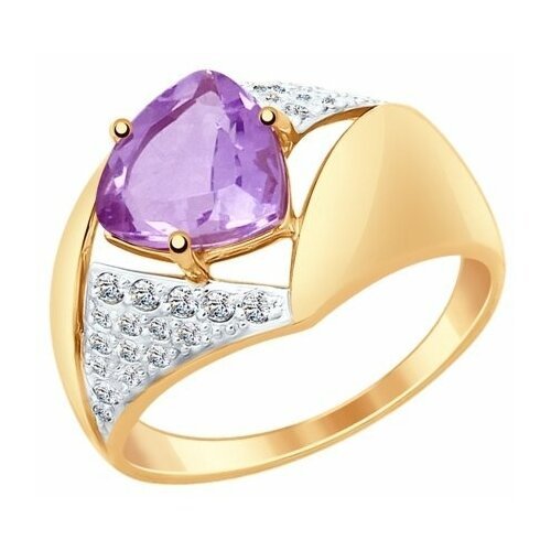 Купить Кольцо Diamant online, золото, 585 проба, фианит, аметист, размер 18
<p>В нашем...