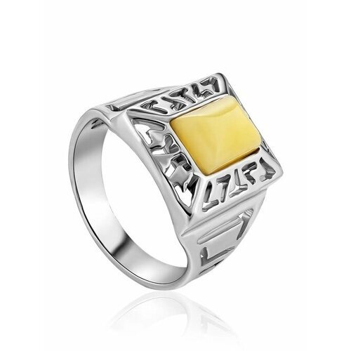Купить Кольцо, янтарь, безразмерное, белый, серебряный
Стильный перстень «Итака» из с н...