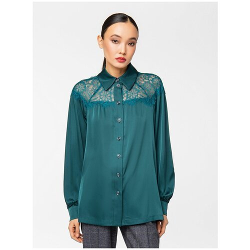 Купить Блуза Lo, размер 48, зеленый
Блузка с кружевной кокеткой. Блузка нарядная. Блузк...