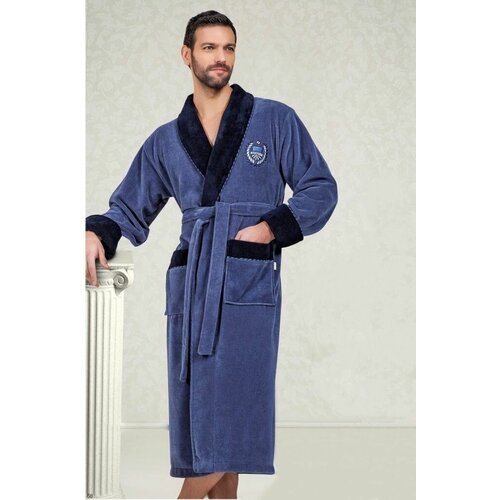 Купить Халат Nusa, размер 48/52, синий
Мужской халат в классическом стиле. <br><br>Конт...