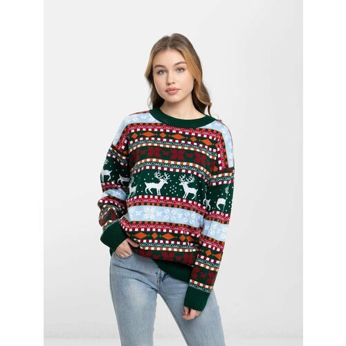 Купить Свитер Only you, размер S, зеленый, белый
Женский свитер с новогодним принтом от...