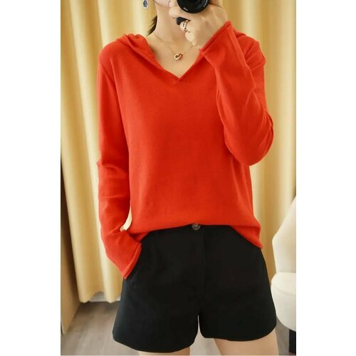 Купить Свитер, размер XL, красный
Женский хлопковый свитер с капюшоном - стильный и ком...