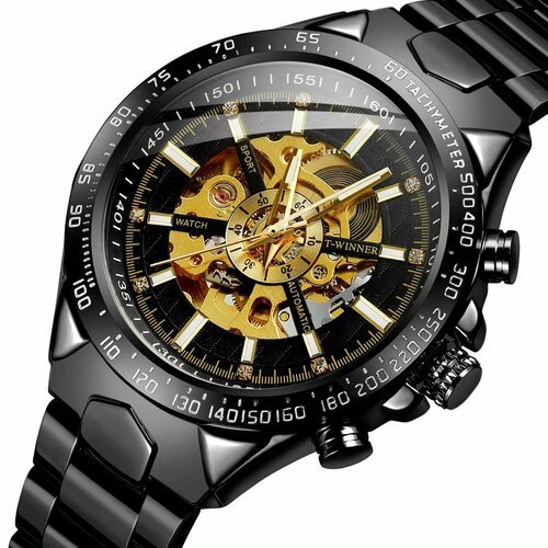 Купить Наручные часы WINNER, золотой, черный
-Ремешок из нержавеющей стали создает совр...