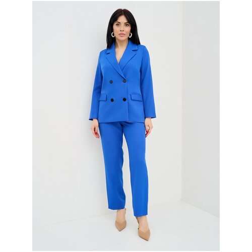 Купить Костюм BrandStoff, размер 48, синий
Женский классический брючный костюм: двуборт...
