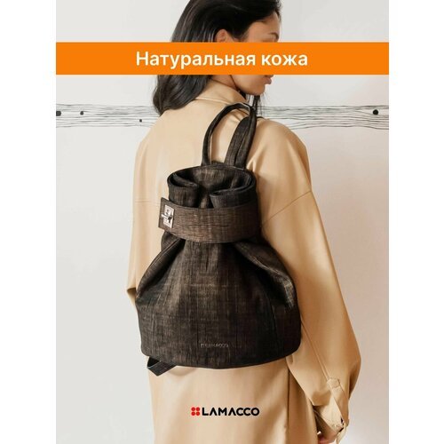 Купить Рюкзак кросс-боди LAMACCO, фактура гладкая, черный, коричневый
Черный рюкзак жен...