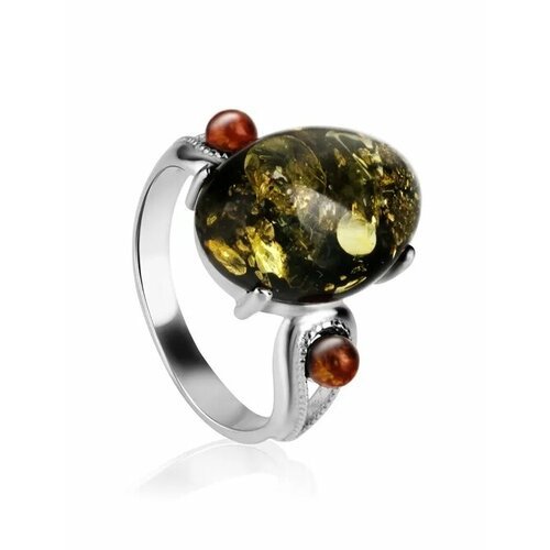 Купить Кольцо, янтарь, безразмерное, зеленый, серебряный
кольцо с натуральным зеленым и...