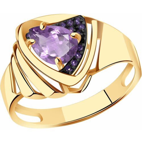 Купить Кольцо Diamant online, золото, 585 проба, фианит, аметист, размер 18.5
<p>В наше...