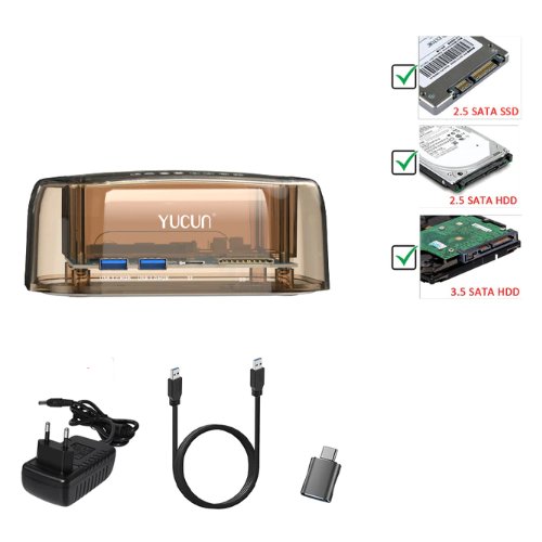 Купить Адаптер-переходник (стакан) Yucun для HDD SATA USB 3.0 + кардридер
Подходит для...