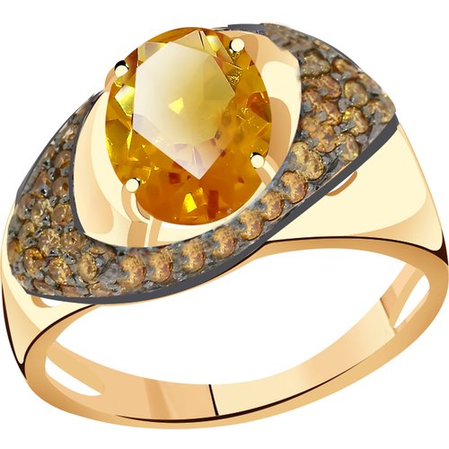 Купить Кольцо Diamant online, золото, 585 проба, фианит, цитрин, размер 17.5
<p>В нашем...