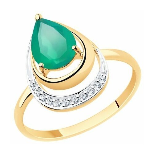 Купить Кольцо Diamant online, золото, 585 проба, агат, фианит, размер 17, бирюзовый
<p>...