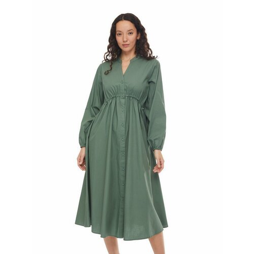 Купить Платье Zolla, размер XL, хаки
Зелёное женское платье-рубашка из хлопка с утягива...
