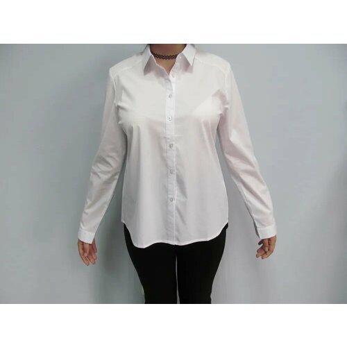 Купить Блуза NO NAME, Классическая, не приталенная блуза для девушки, размер 44, белый...