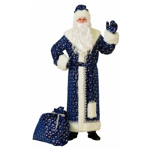 Купить Батик Карнавальный костюм для взрослых Дед Мороз Плюшевый синий, 54-56 размер 18...