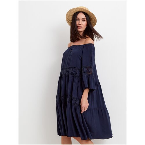 Купить Сарафан NOAL, размер 48-52, синий
лопковое платье с кружевной отделкой - отличны...