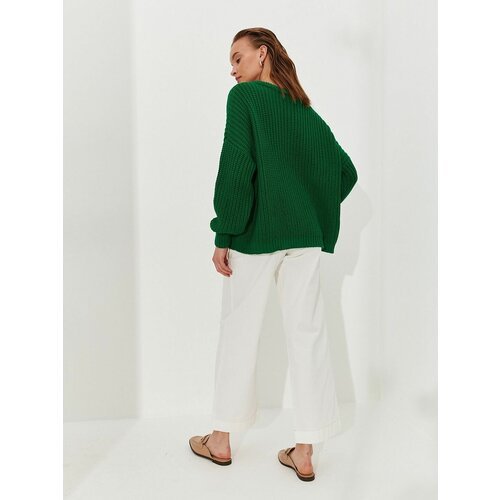 Купить Пуловер look7, размер one size, зеленый
Пуловер крупной вязки их хлопковой пряжи...