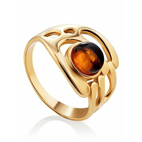 Купить Кольцо, янтарь, безразмерное, золотой, коричневый
Яркое кольцо из , украшенное ц...
