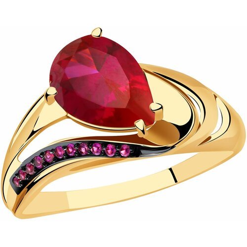 Купить Кольцо Diamant online, золото, 585 проба, фианит, корунд, размер 19, красный
<p>...