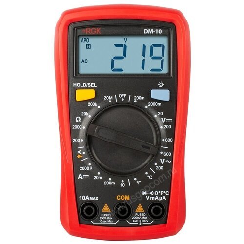 Купить Мультиметр цифровой RGK DM-10
Напряжение: 600 В<br>Сопротивление: 200 Ом - 20 МО...
