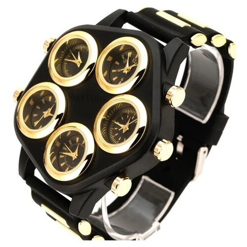 Купить Наручные часы, черный, золотой
Большие мужские наручные кварцевые часы с пятью ц...