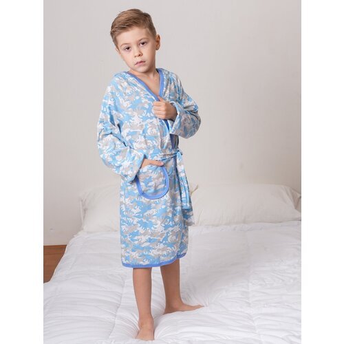Купить Халат КотМарКот, размер 128, голубой, серый
Яркий банный халат для детей имеет к...