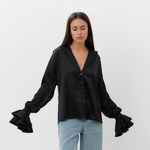 Купить Блуза MIST, размер 44, черный
<p>Блуза женская шелковая с воланами MIST, размер...