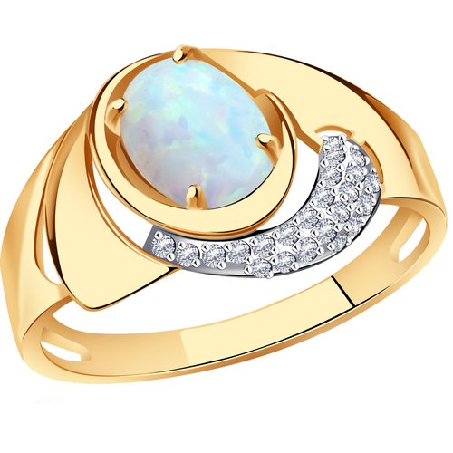 Купить Кольцо Diamant online, золото, 585 проба, фианит, опал, размер 17
<p>В нашем инт...