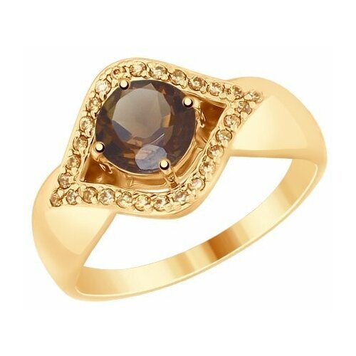 Купить Кольцо Diamant online, золото, 585 проба, раухтопаз, фианит, размер 17
<p>В наше...