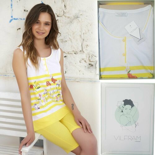 Купить Пижама Vilfram, размер 46, желтый, белый
Уютная пижама бренда Vilfram сшита из к...