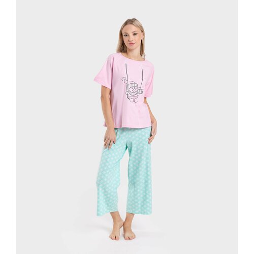 Купить Пижама SERGE, размер 88, мультиколор, розовый
Женская пижама свободного кроя с б...